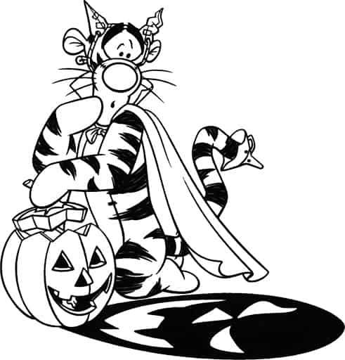 tigrao para colorir halloween