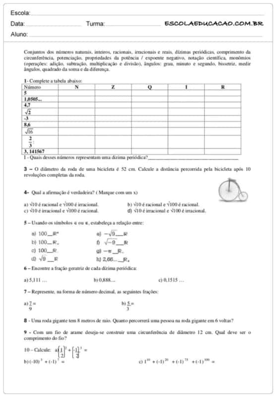 Matemática - Atividades 6º ao 9º ano | Azup