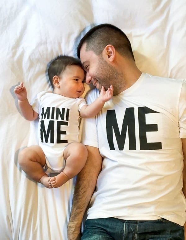 look pai e filho com camiseta e body de bebe