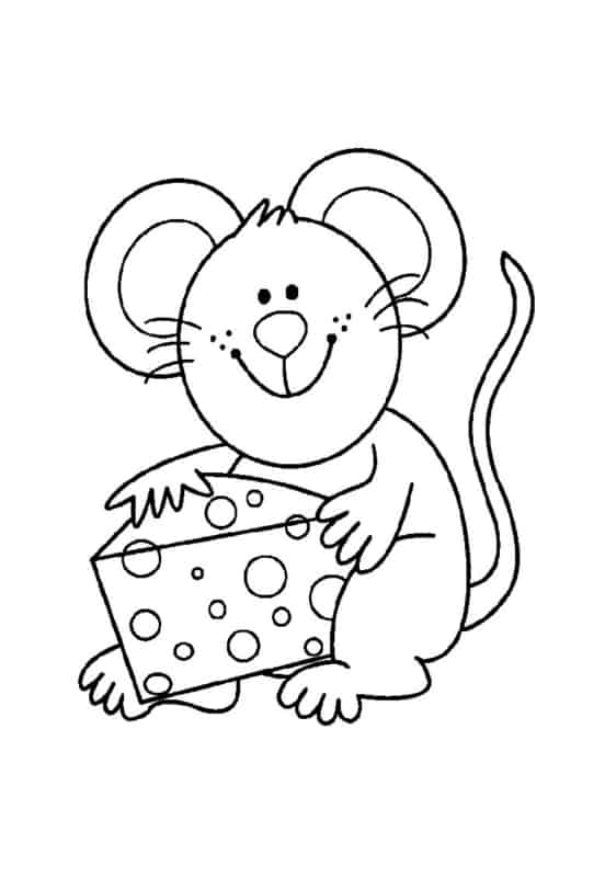  desenho de ratinho com queijo para colorir