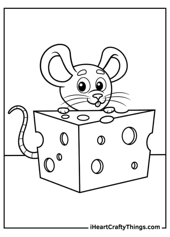 desenho de rato com queijo para imprimir gratis