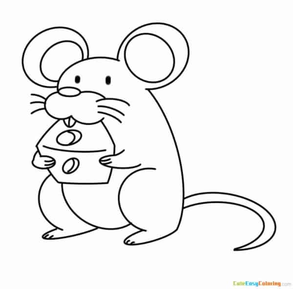 desenho de rato comendo queijo para pintar