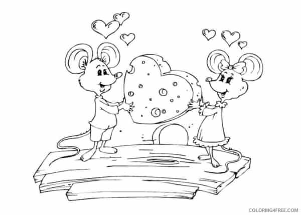desenho de casal de ratos com queijo para pintar