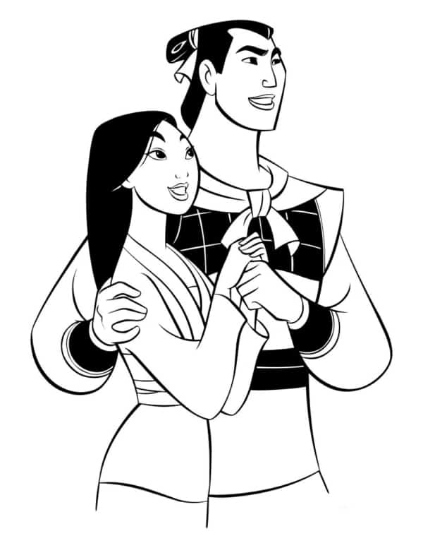 Desenho da Mulan e Shang