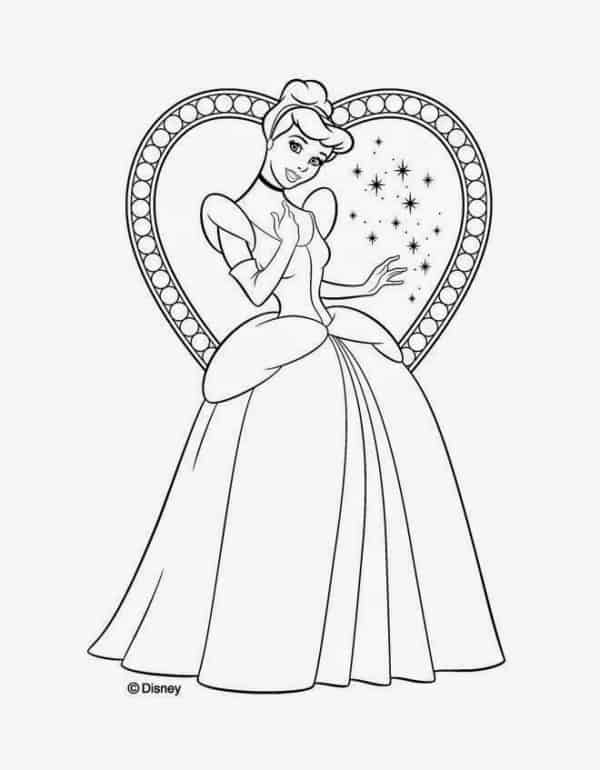 Desenho da princesa Cinderela para colorir e imprimir