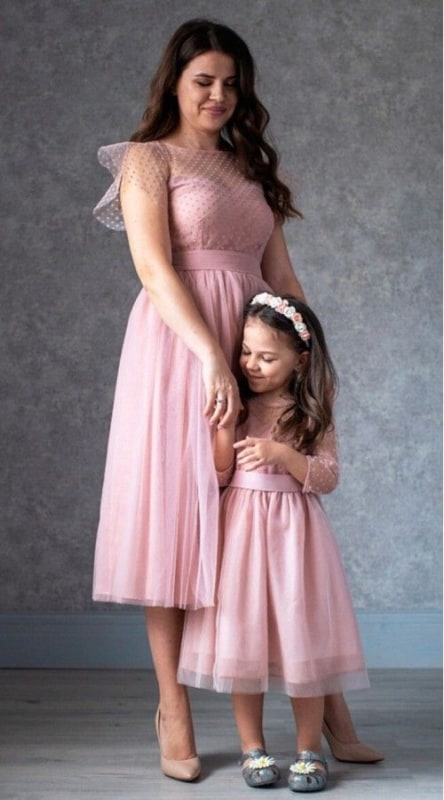 vestido mae e filha rosa para festa