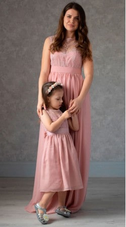 vestido de festa rosa claro mae e filha