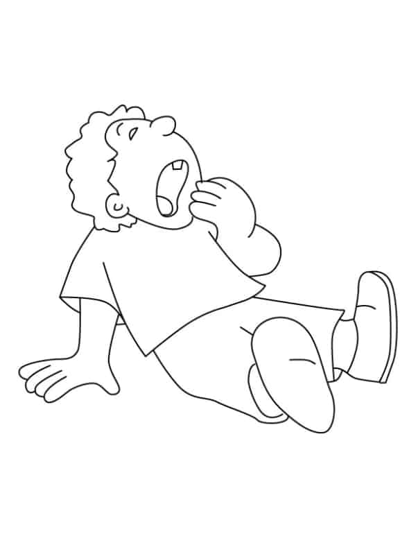 Desenho de menino bocejando