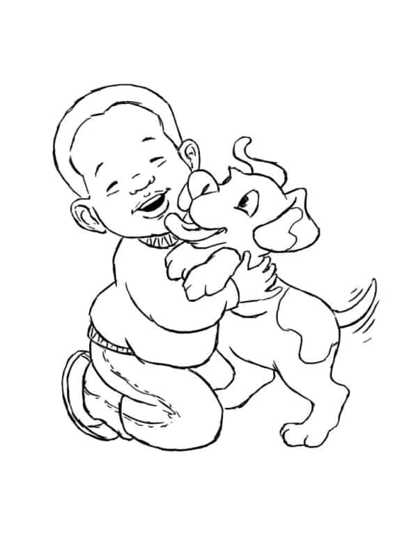 Desenho de menino e cachorro