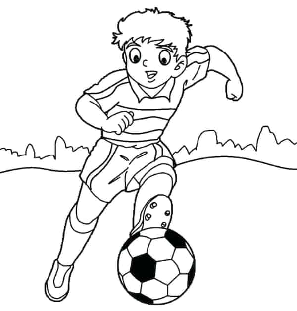 Desenho de menino jogando futebol