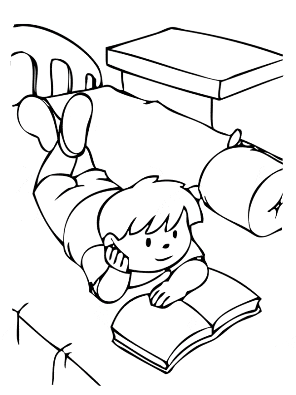 Desenho de menino lendo