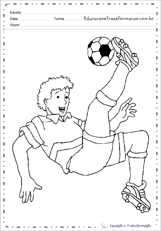Desenho de menino no futebol