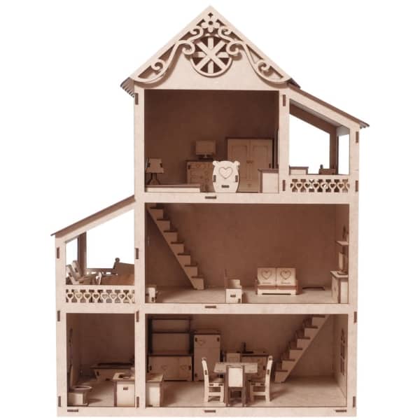 modelo de casinha de MDF para boneca com moveis