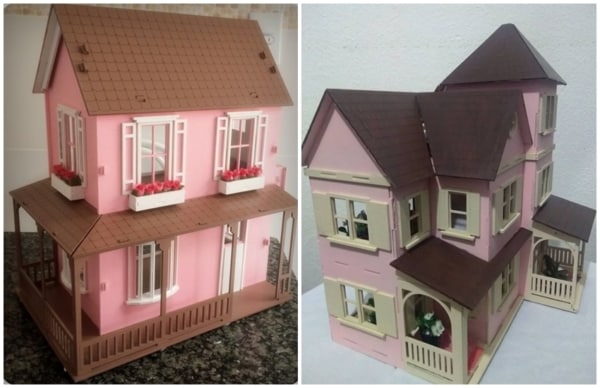 casas de boneca em MDF com fachada