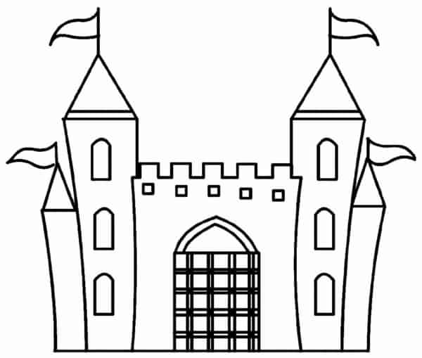1 desenho simples de castelo para pintar