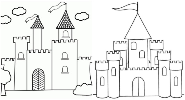 10 desenhos simples de castelo para colorir