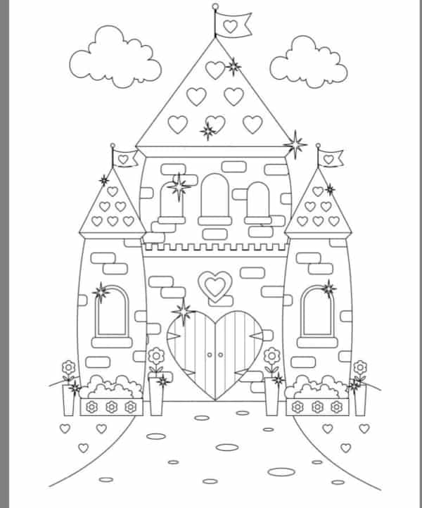 11 desenho de castelo de princesa para colorir