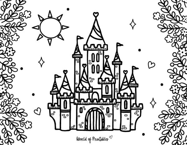 16 desenho de castelo de princesa para pintar