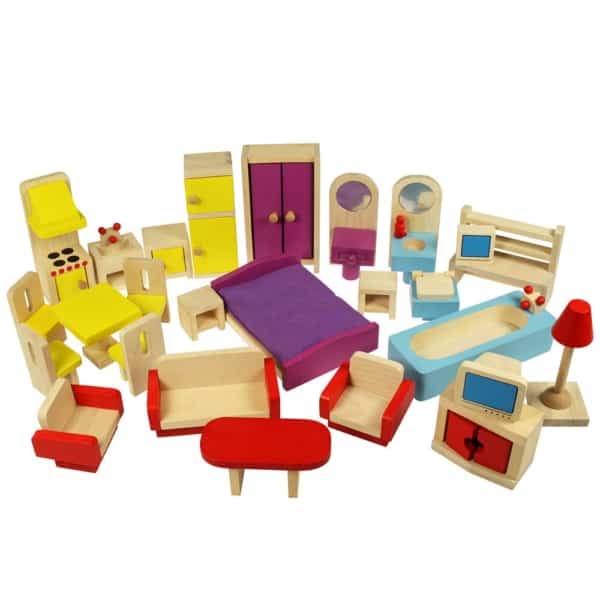 22 brinquedo de moveis de madeira