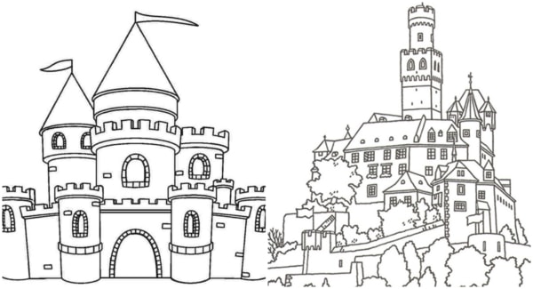 30 desenhos de castelos grandes para colorir