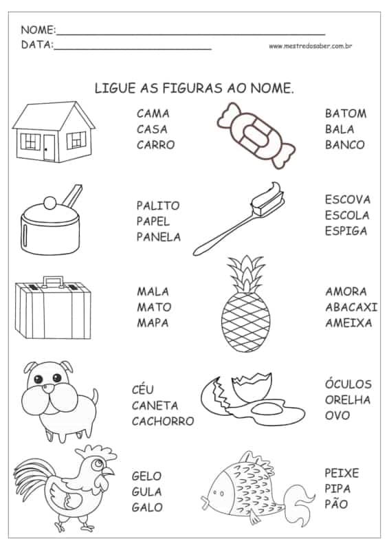 1 atividade simples de portugues alfabetizacao