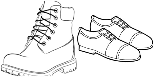 13 desenhos de sapatos masculino para imprimir e colorir