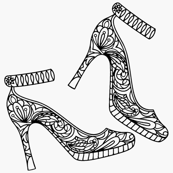 2 desenho de sapato feminino para pintar