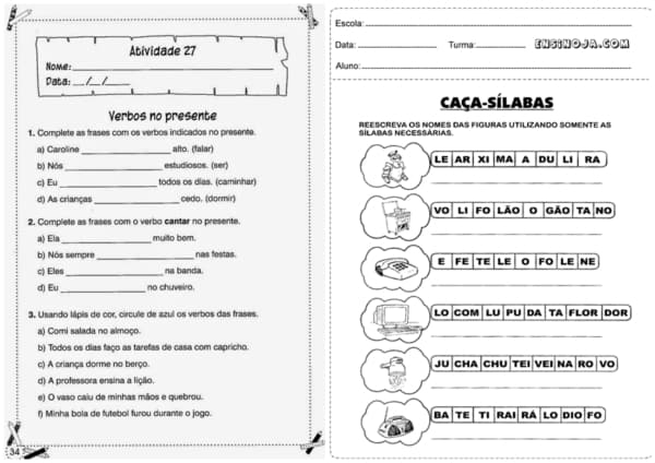 Caça palavras educação infantil - Ensinoja