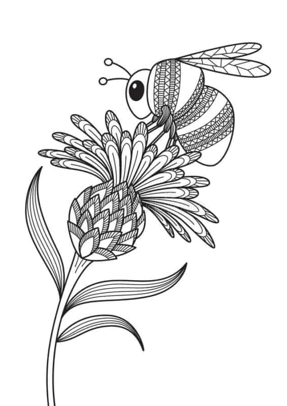 27 desenho de abelha pousada em flor