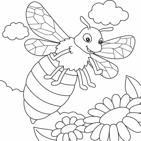 28 desenho de abelha entre flores
