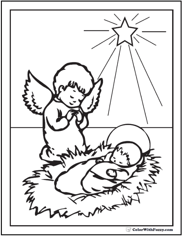 28 desenho de natal com anjo para colorir