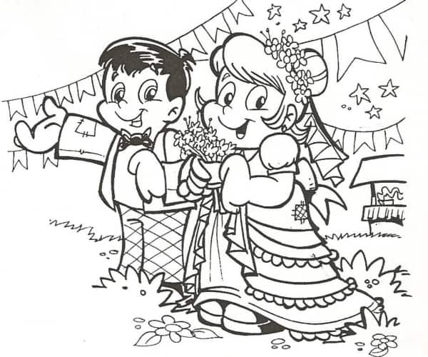 57 desenho de quadrilha de festa junina para colorir