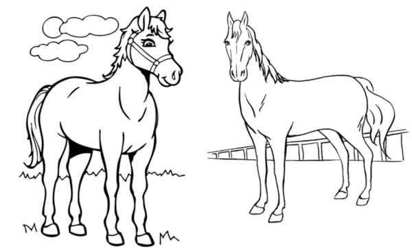 15 desenhos simples de cavalos para imprimir gratis