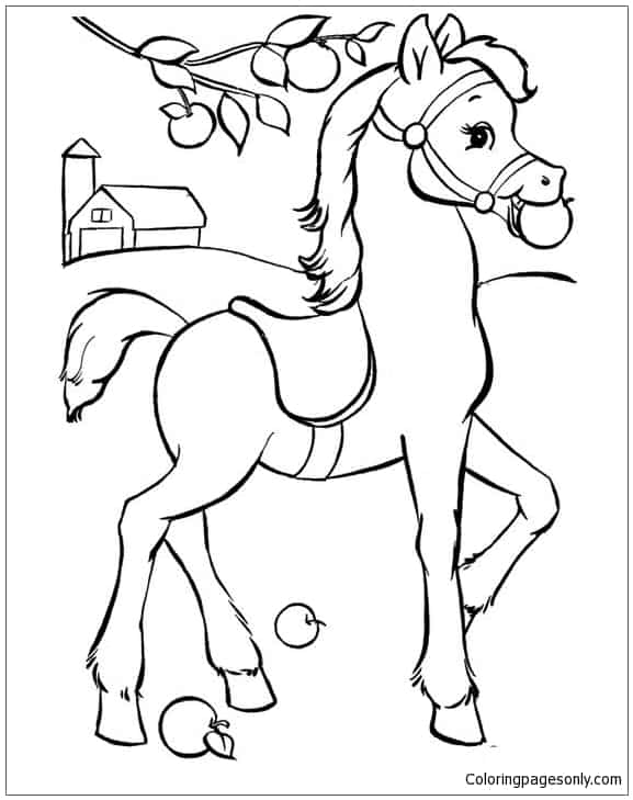 Desenho de Emoji de Cavalo Carrossel para colorir