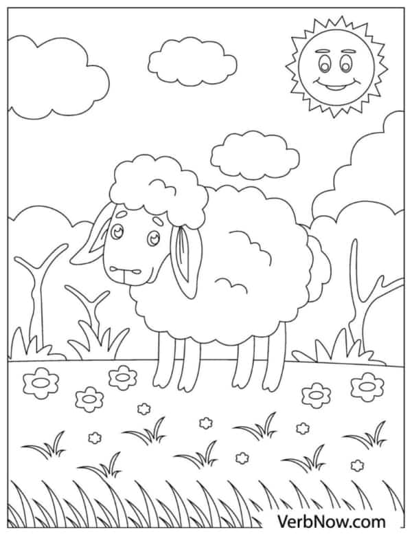 29 desenho simples de ovelha no campo