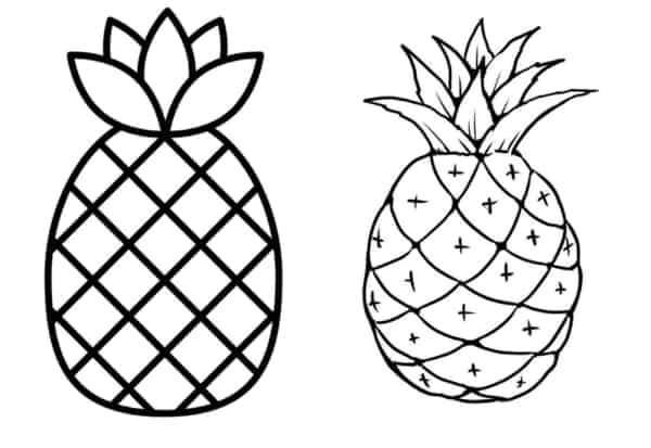 10 desenhos simples de abacaxi para imprimir gratis
