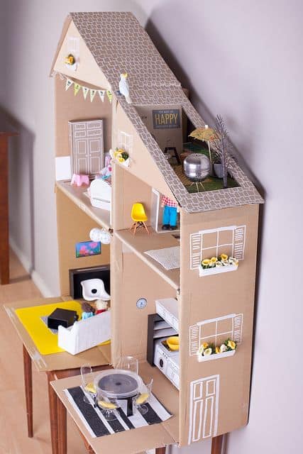 10 modelo de casinha de boneca de papelao com andares