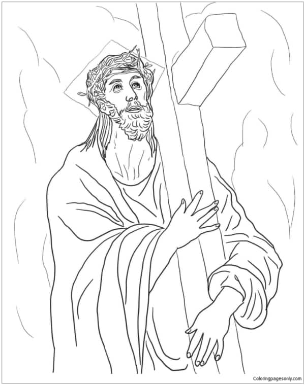 11 desenho e Jesus carregando cruz para colorir