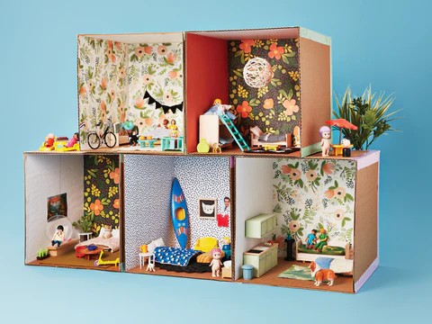 15 casa de boneca decorada feita com papelao