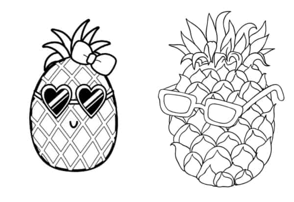 17 desenhos divertidos de abacaxi para imprimir e colorir