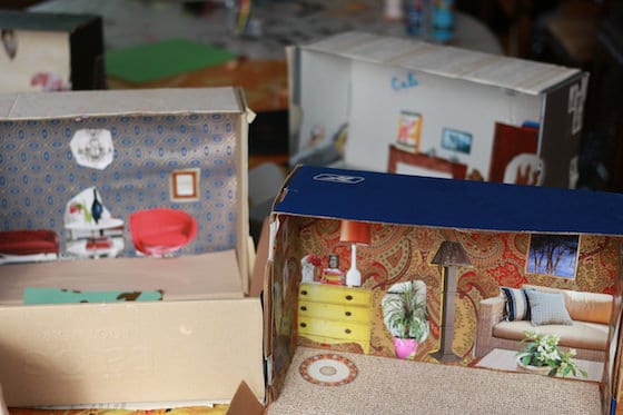 18 modelo simples de casa de boneca com caixa de sapato