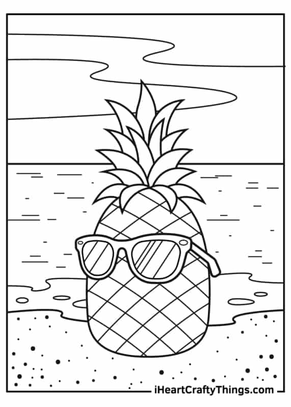 19 desenho de abacaxi na praia para imprimir