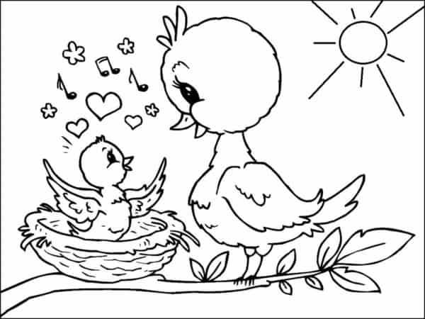 19 desenho de passarinho no ninho para imprimir gratis