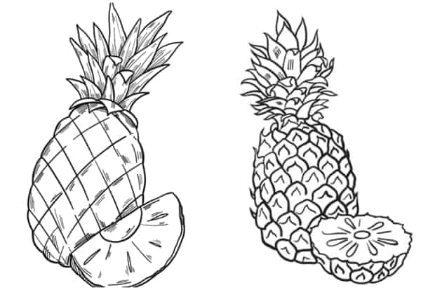 20 desenhos de abacaxi para imprimir e colorir
