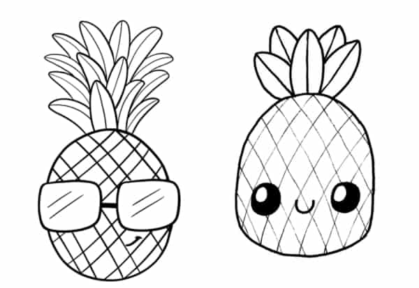 24 desenhos divertidos de abacaxi para imprimir