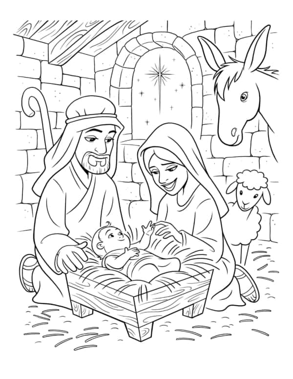 3 desenho do nascimento de Jesus para colorir