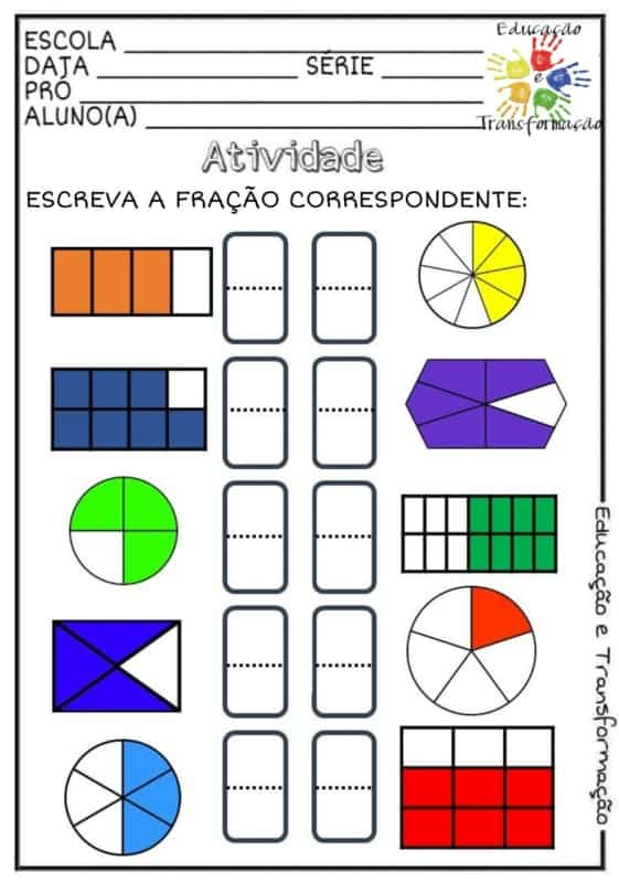 Atividades com Frações - Para Imprimir - Series Iniciais