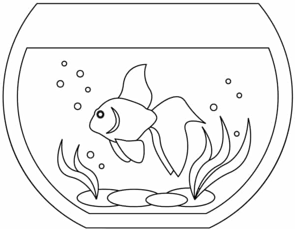 46 desenho simples de aquario para colorir