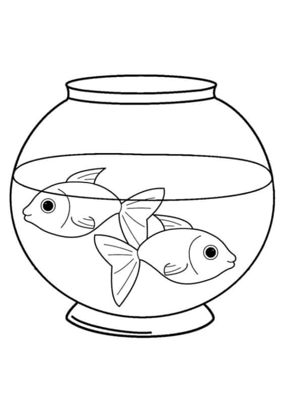 57 aquario redondo com peixinhos para colorir