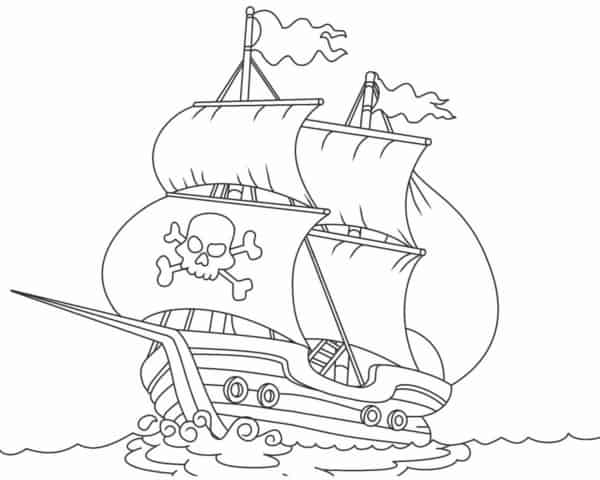 7 desenho de barco pirata para colorir